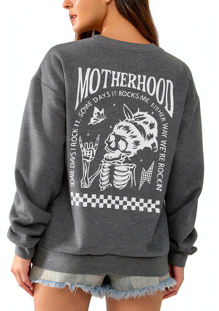 Mother nursing discreetly with hidden zipper sweatshirt