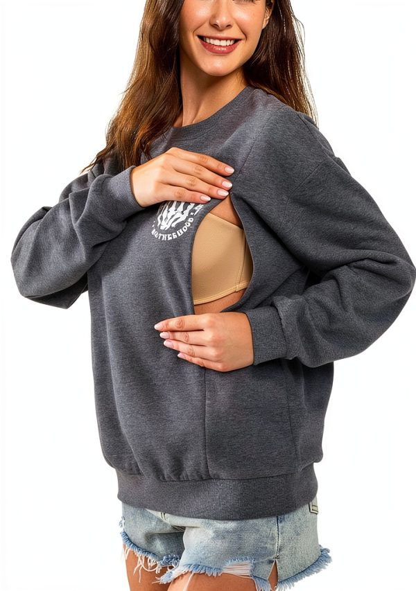Giftifymama Nursing Sweatshirt Cotton Fleece Hidden Zipper-1