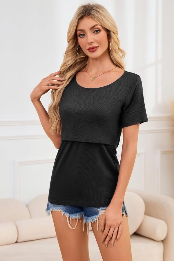 Smallshow Nursing Shirts 4 Pack Rayon Spandex Maternity Tops-1