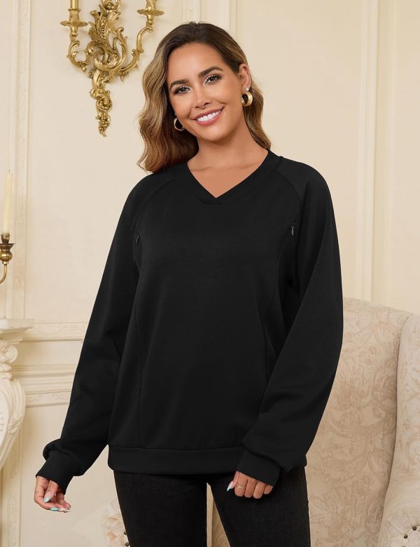 Maternity Nursing Sweatshirt Hidden Zipper Oversized Fit-2