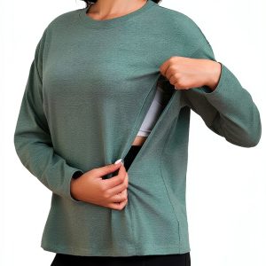 Maternity Nursing Top Hidden Zipper Soft Cotton-0