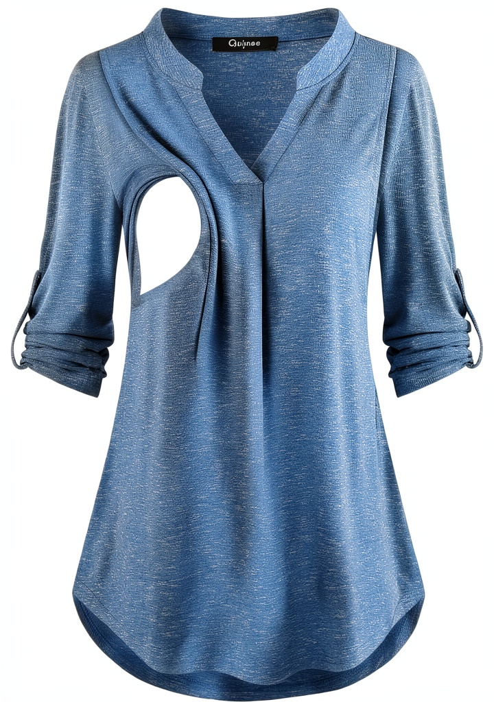Quinee nursing top in Light Blue color showing breastfeeding opening