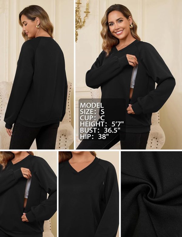 Maternity Nursing Sweatshirt Hidden Zipper Oversized Fit-4