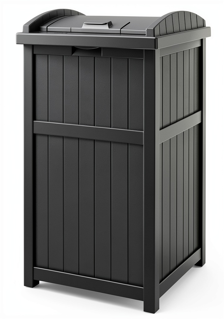 Installing Suncast Outdoor Trash Bin 33 Gallon Resin on a wooden deck
